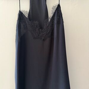 Cami NYC Black Lace Trim Silk Chemise